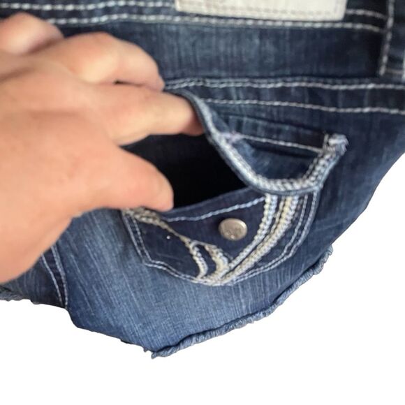 Maurices Embellished Y2K Micro Mini Whiskered Denim Jean Skirt Juniors 11/12 - Picture 2 of 13